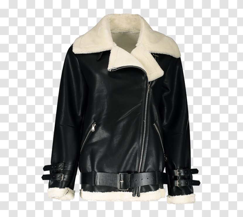 Leather Jacket Shearling Coat - Fake Fur - Collar Transparent PNG
