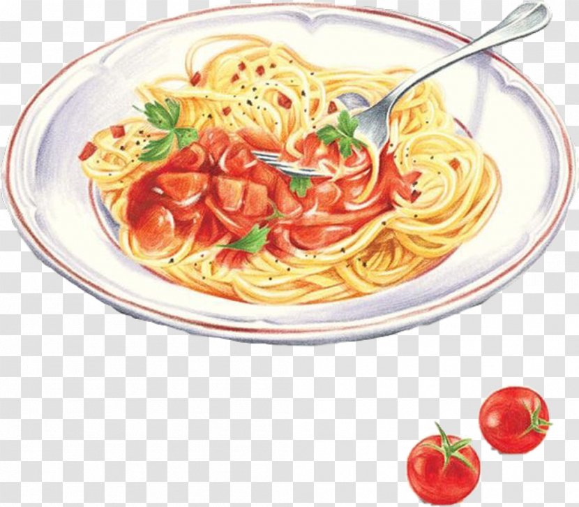 Italian Cuisine Pasta Tiny Tuscan Illustration Food - Linguine - Painting Transparent PNG