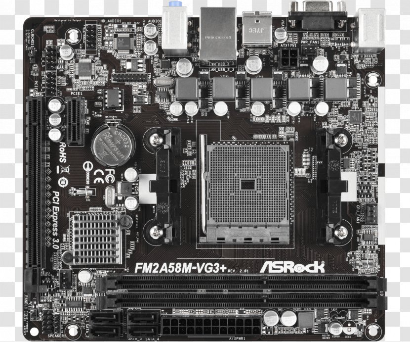 ASRock FM2A58M-VG3+ Socket FM2+ Motherboard - Microatx - Electronics Transparent PNG