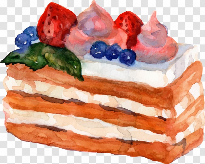 Shortcake Ice Cream Cake Strawberry - Painting - Sandwich Transparent PNG