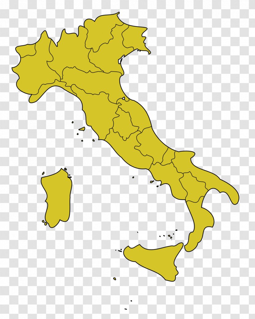 Regions Of Italy Blank Map - Simplified Transparent PNG
