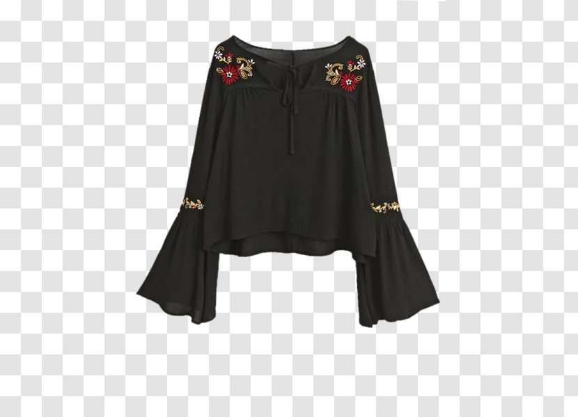 Bell Sleeve T-shirt Blouse Top - Embroidery Lace Transparent PNG