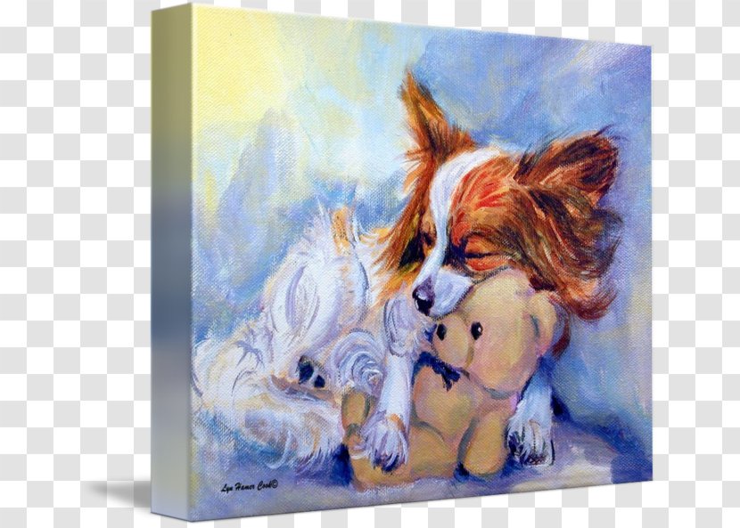 Papillon Dog Watercolor Painting Canvas Print Art - Carnivoran - Teddy Transparent PNG