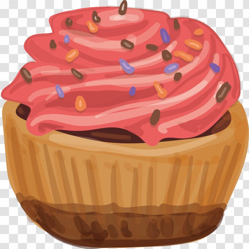 Cupcake Muffin Dim Sum Dessert - Buttercream - Watercolor Cake Design Transparent PNG