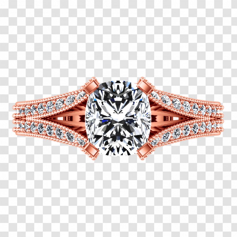 Diamond Cut Engagement Ring Gold Transparent PNG