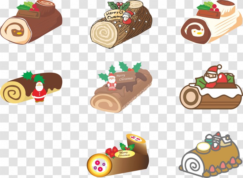Christmas Cake Yule Log Swiss Roll Lebkuchen Clip Art - Clipart Transparent PNG