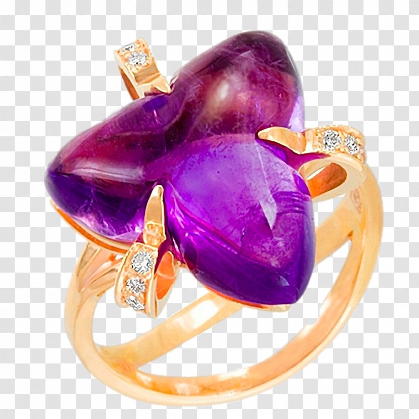 Amethyst Ring Jewellery Gemstone Gold - Creative Purple Rings Transparent PNG