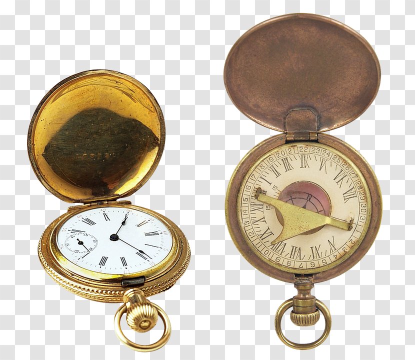 Pocket Watch Clock - Brass Transparent PNG