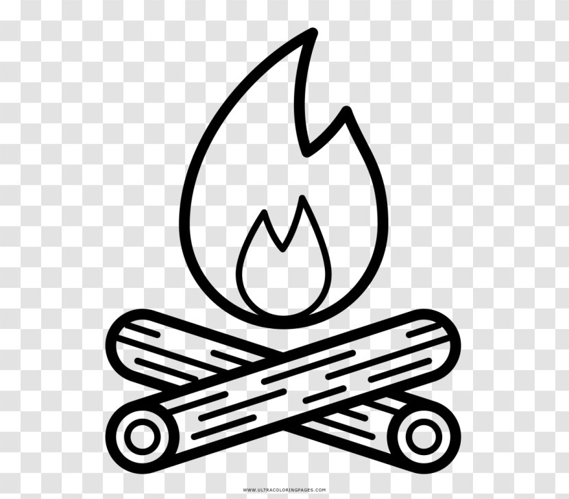 Black And White Bonfire Drawing Coloring Book Campfire - Fire Transparent PNG