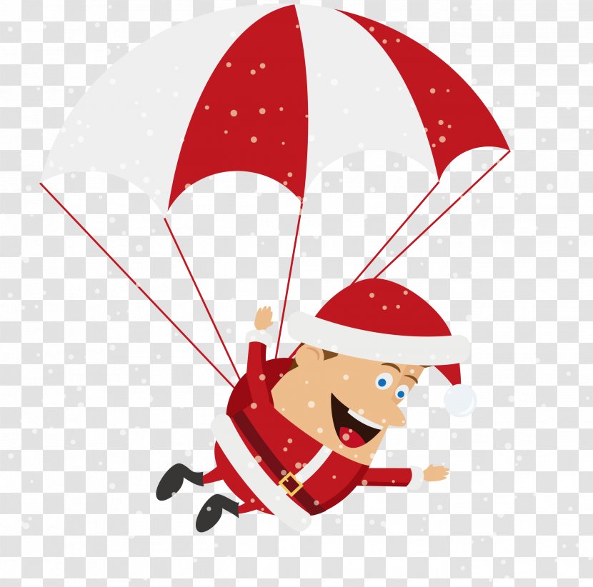 Santa Claus Christmas Tree Decoration - Cartoon Parachute Ride Transparent PNG