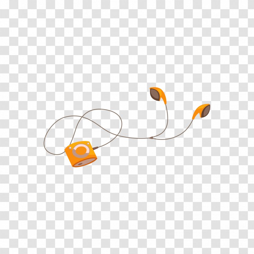 Headphones Walkman - Yellow - Orange And Transparent PNG