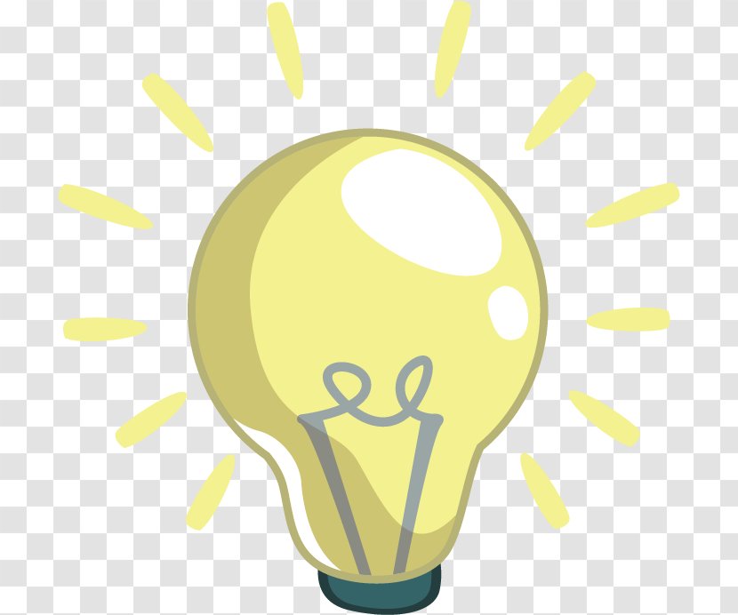 Incandescent Light Bulb Cartoon Electric Clip Art - Yellow - Vector Transparent PNG