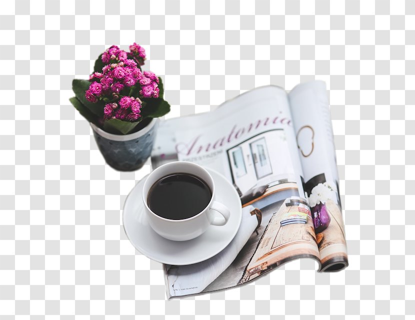 Harper's Bazaar Cafe Coffee Newspaper Tea - Cup - Canterbury Bells Png Saucer Mix Transparent PNG