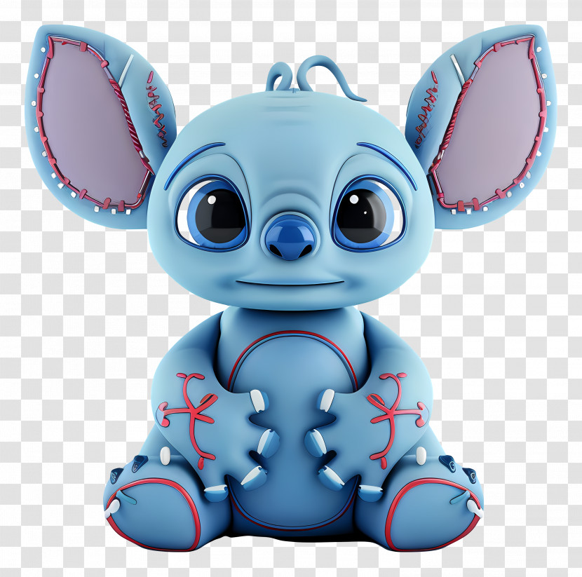 Stitch - Cute Blue Cartoon Character With Stitched Details Transparent PNG