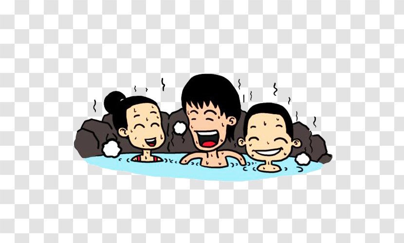 Hot Spring Cartoon Illustration - Art - A Family Of Japanese Picture Material Transparent PNG