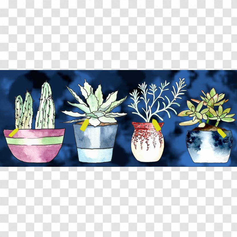 Still Life Photography Majorelle Garden Blue Ceramic - Watercolor Cactus Transparent PNG