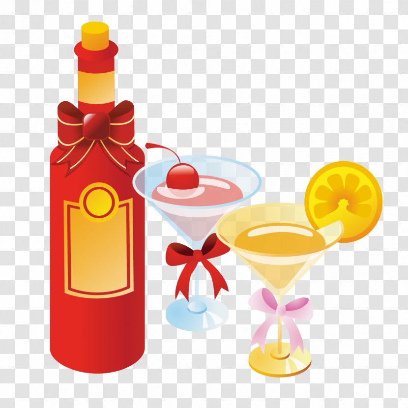 Juice Red Wine Bottle - Cartoon Transparent PNG