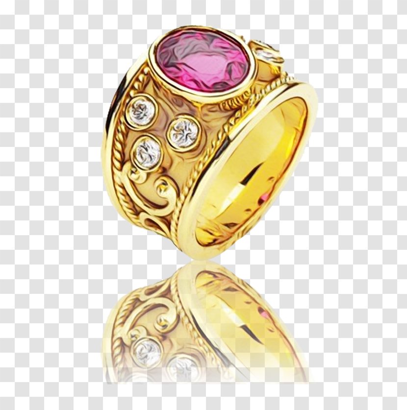 Wedding Ring - Gemstone - Gold Transparent PNG