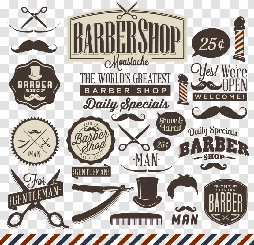 Barber Straight Razor Shaving Beauty Parlour - Hairstyle - Shop Vector Logo Design Material Transparent PNG