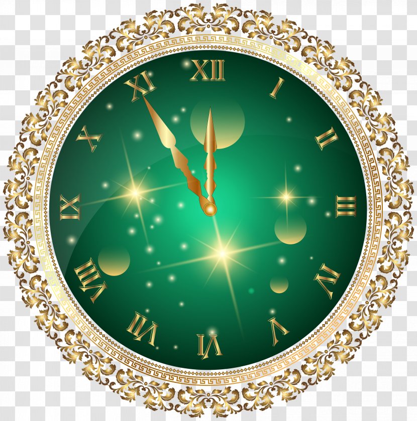 New Year's Eve Clock Clip Art - Christmas Tree - Green PNG Transparent Image Transparent PNG