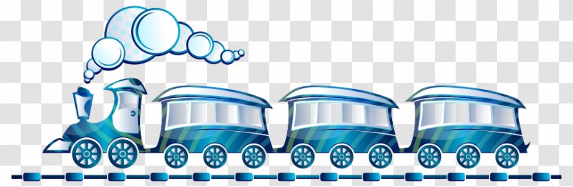 Blue Train Cartoon Rail Transport Clip Art - Cliparts Transparent PNG