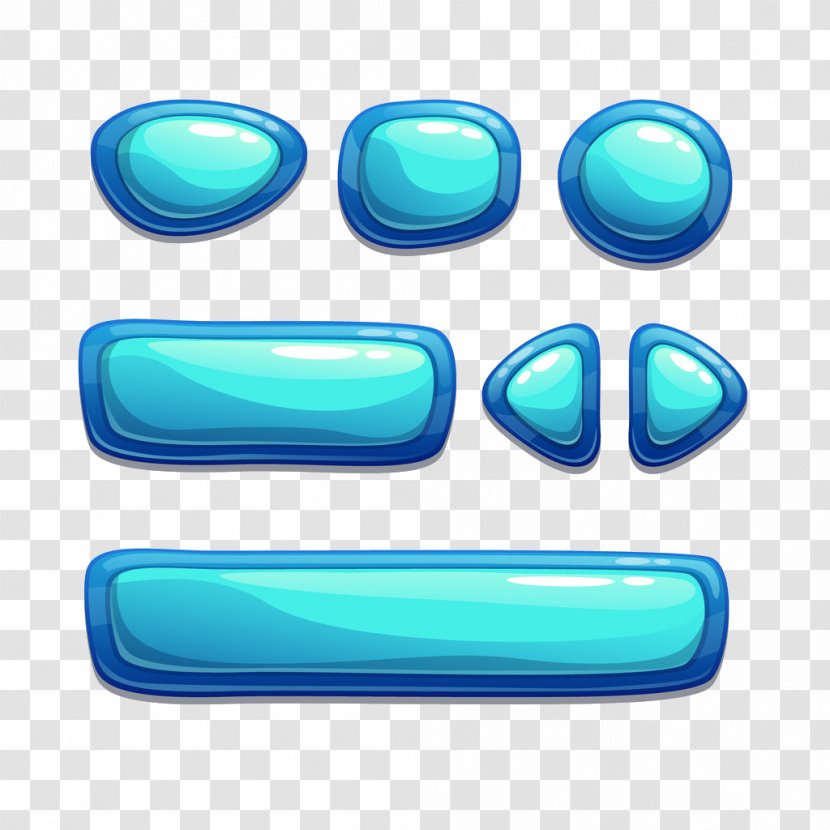 Cartoon Button Illustration - Aqua - Space Bar Transparent PNG