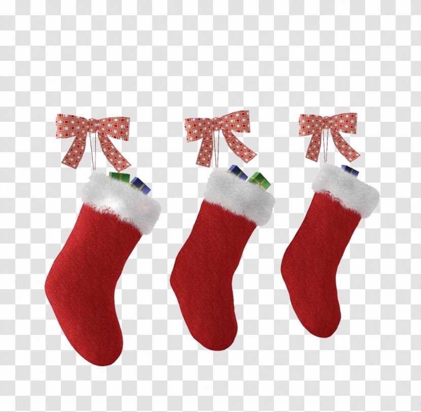 Christmas Stocking Santa Claus Sock - Decor - Red Socks Transparent PNG