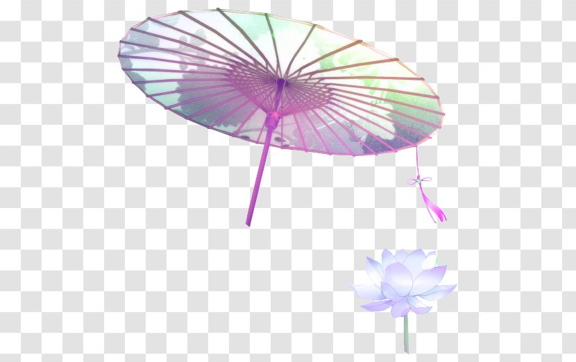 Oil-paper Umbrella - Symmetry - Purple Fresh Lotus Decoration Pattern Transparent PNG