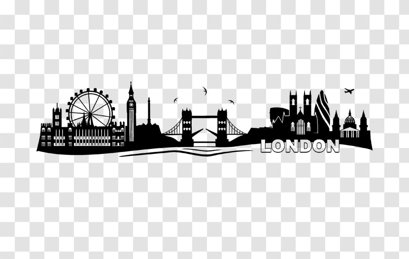 2018 London Marathon Wall Decal Skyline Photography - Black And White Transparent PNG