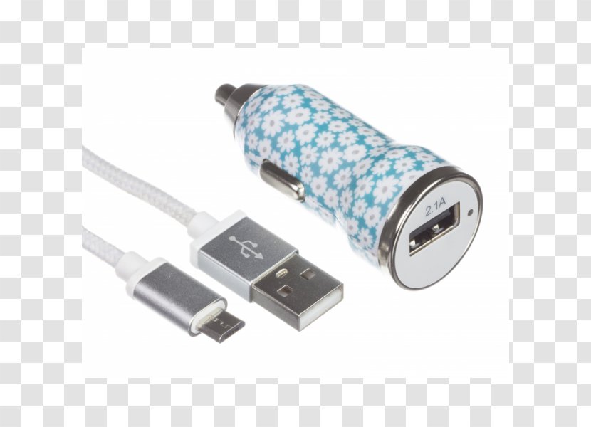 Battery Charger USB Lightning Quick Charge Adapter - Microusb - Ditsy Floral Transparent PNG