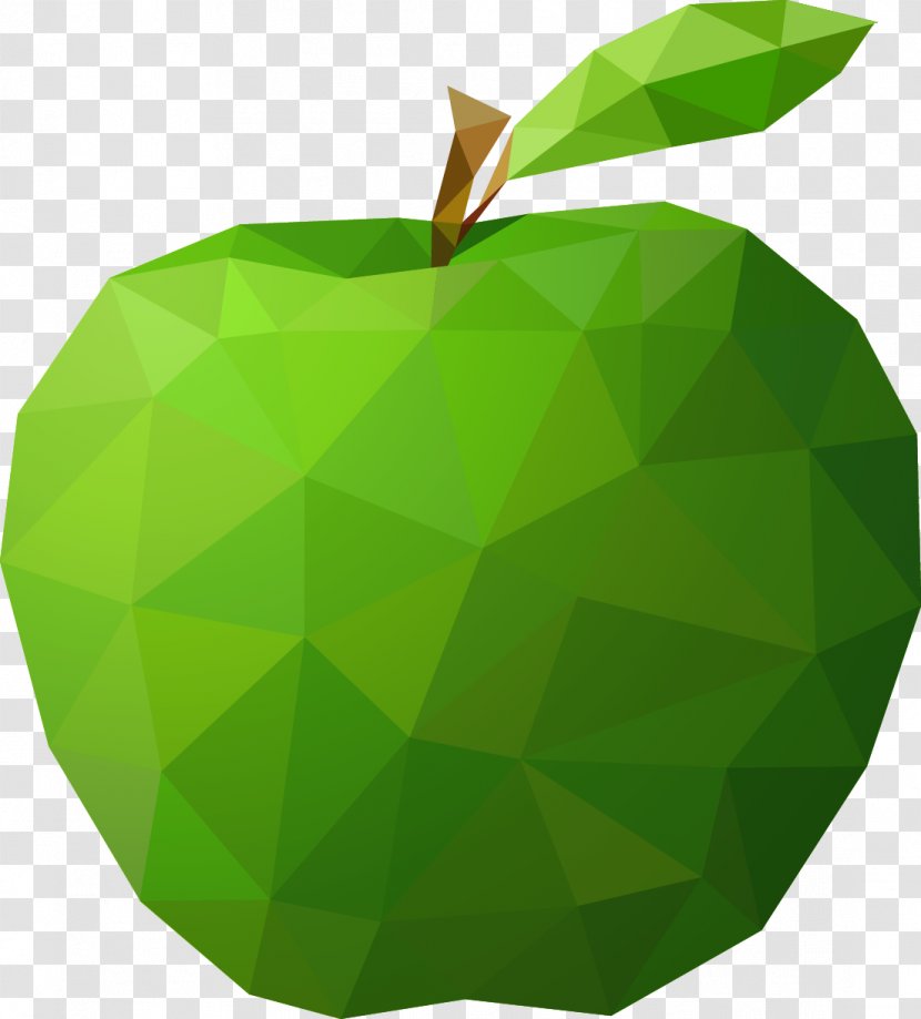 Polygon - Fruit - Low Vector Painted Green Apple Transparent PNG