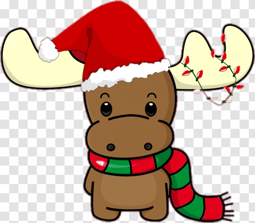 Santa Claus Christmas Decoration Moose Ornament - Cartoon Reindeer Wink Transparent PNG