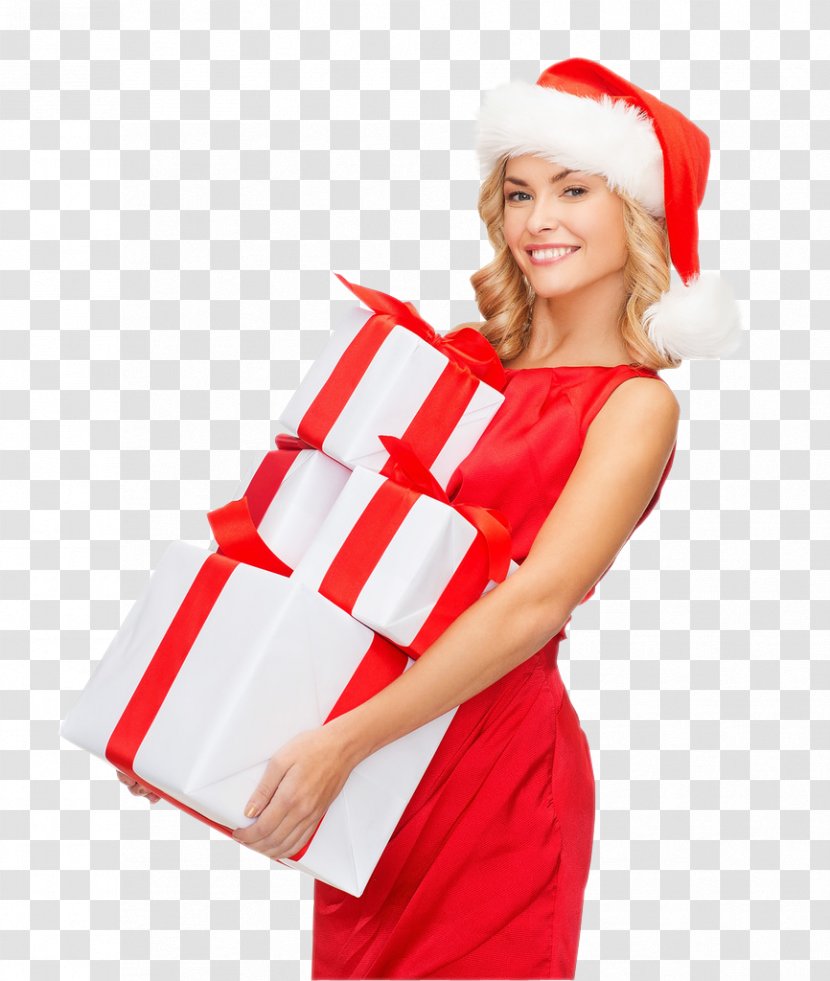Santa Claus Gift Christmas Woman With A Hat - Fictional Character Transparent PNG