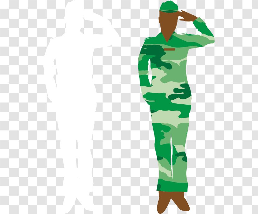 Soldier Military Personnel Salute - Drawing - Vector Transparent PNG