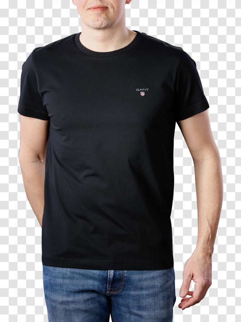 T-shirt Crew Neck Black Neckline Piqué Transparent PNG