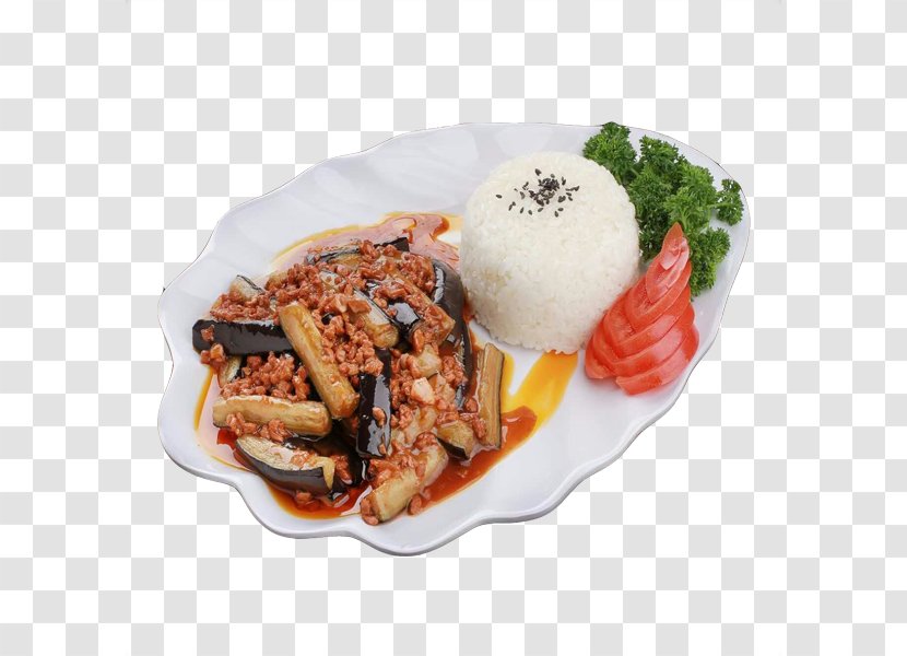 Fast Food Minced Pork Rice Rou Jia Mo Cooked Fried Eggplant With Chinese Chili Sauce - Meat Meal Package Transparent PNG