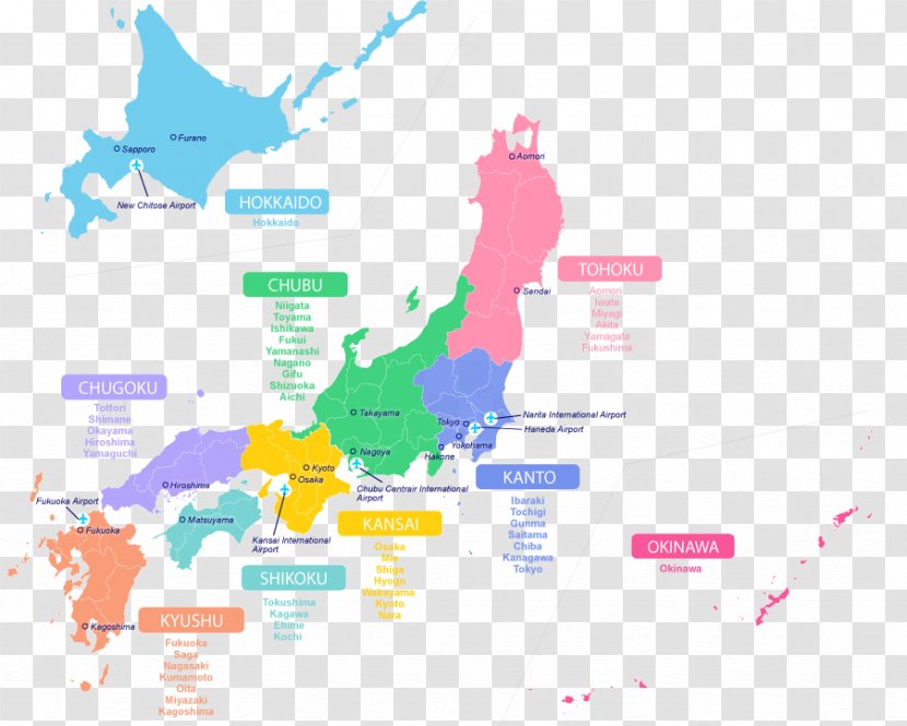 Kofu Tokyo Map Prefectures Of Japan Cartography - Text - Tourism Transparent PNG