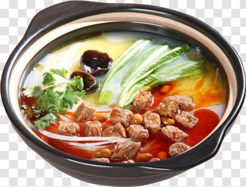 Yunnan Crossing The Bridge Noodles Mixian Beef Noodle Soup Stewing - Clay Pot Cooking - Vegetarian Food Transparent PNG