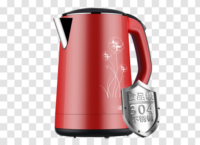 Electric Kettle Electricity Kitchen Cauldron - Product Design - Chinese Red Transparent PNG