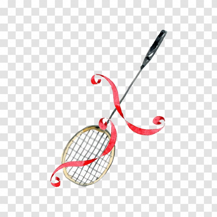 Ifugao State University Sport Badminton - Grey Racket And Red Ribbon Transparent PNG