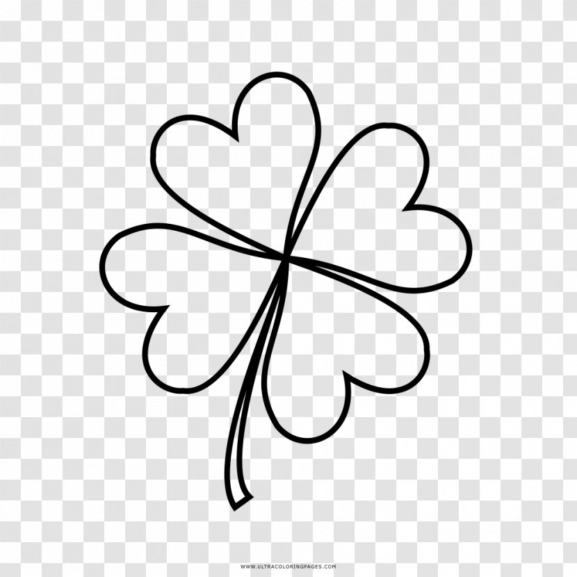 Drawing Black And White Coloring Book Painting Child - Fourleaf Clover Transparent PNG