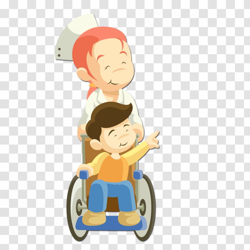 Patient Nurse Cartoon - Wheelchair Element Transparent PNG