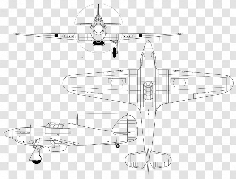 Airplane Line Art Propeller Drawing Hawker Hurricane - Wing Transparent PNG
