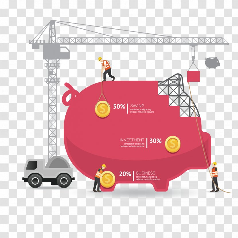 Infographic Money Saving Template - Piggy Bank Construction Transparent PNG
