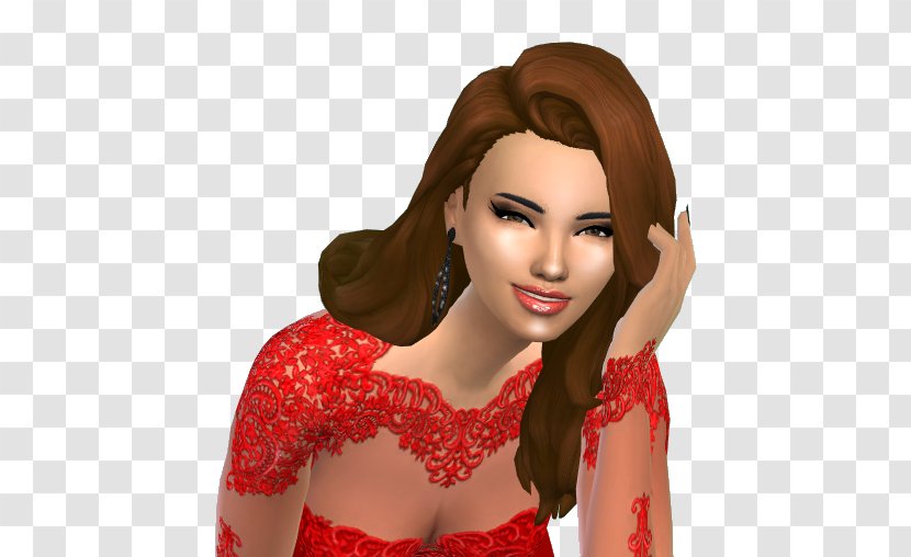 The Sims 4 Hair Coloring Brown Miss World - Long Transparent PNG