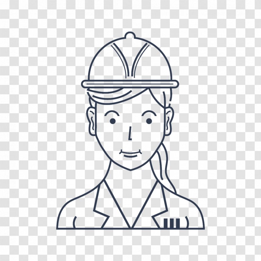 Clip Art /m/02csf Drawing Cartoon Line - Black And White - Civil Engineer Hat Transparent PNG