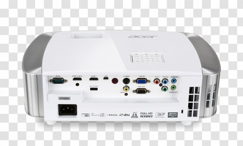 1080p Multimedia Projectors Digital Light Processing Acer H7550ST - Electronics Accessory - Chromecast Audio Optical Connection Transparent PNG