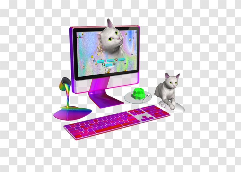 Cat Vaporwave Internet Art Aesthetics - Heart Transparent PNG