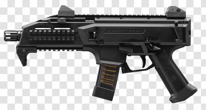 CZ Scorpion Evo 3 Firearm Submachine Gun Škorpion Pistol - Cartoon - Weapon Transparent PNG