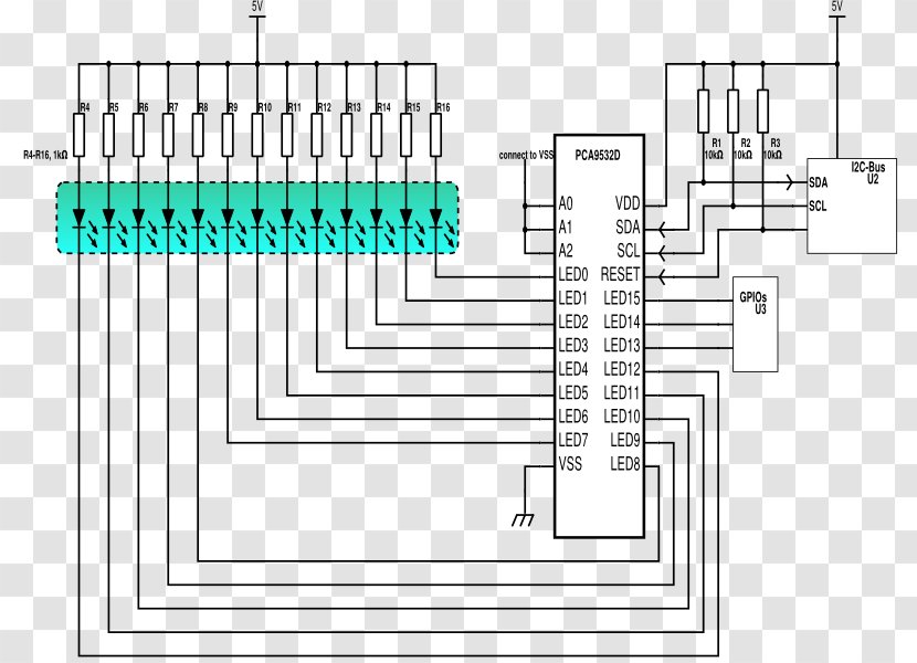 I²C Electrical Network 16-bit Dimmer Light-emitting Diode - Engineering - Bus Transparent PNG